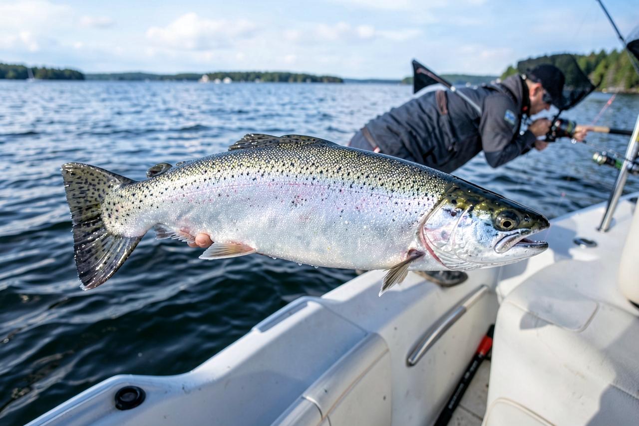Salmon caught on a Muskegon Lake Michigan charter